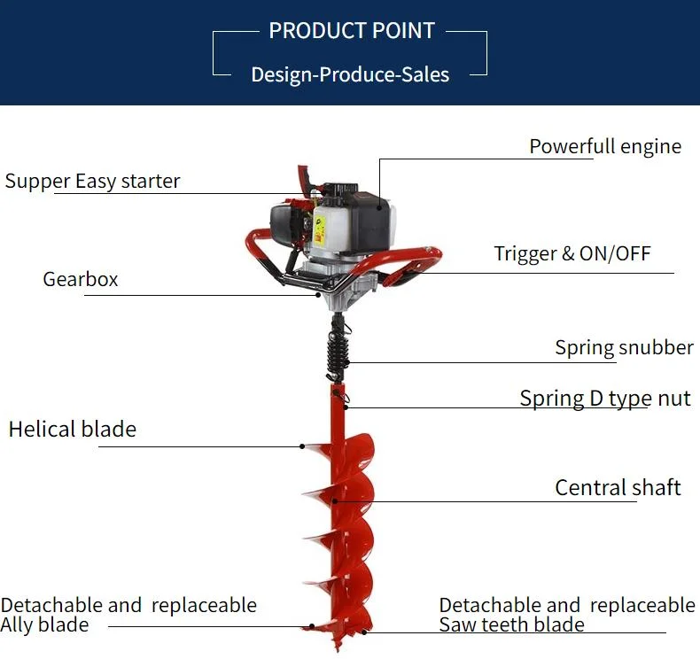 52cc Earth Auger with 3 PCS Auger Bit